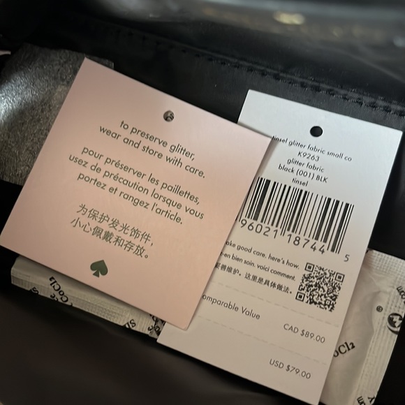 Kate Spade New York Shimmy Tinsel Glitter Fabric Small Cosmetic Case NWT - Picture 6 of 6